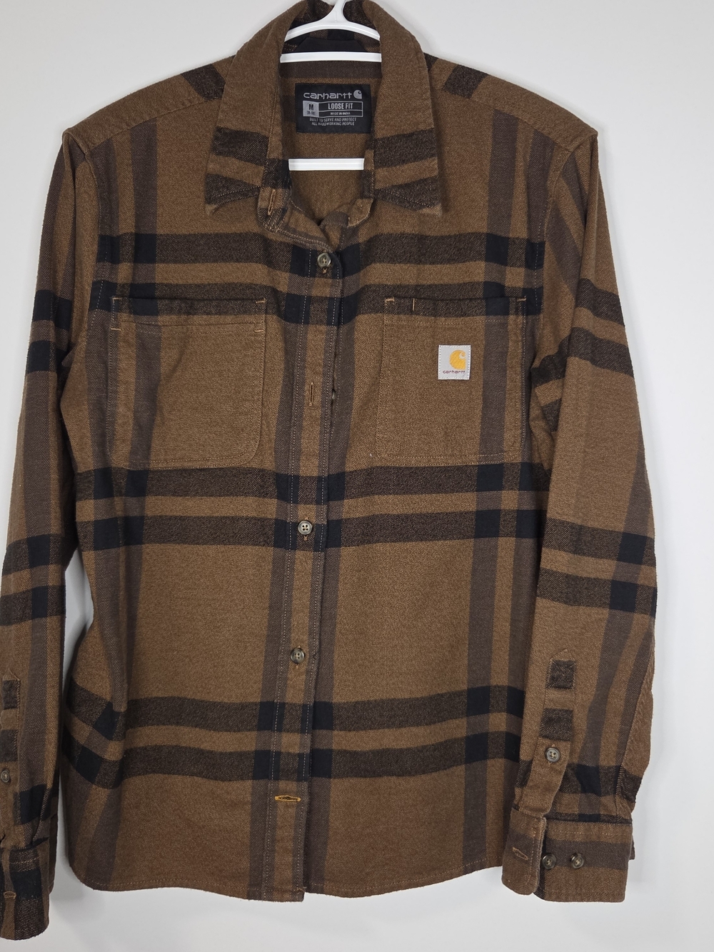 Carhartt Women's Rugged Flex Loose Fit Midweight Flannel Plaid Button Shirt TW59